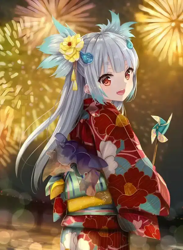 دانلود عکس دختر انیمه در شب A picture of an anime girl at night با کیفیت 4k و و رزولویشن بالا - کارماتوس