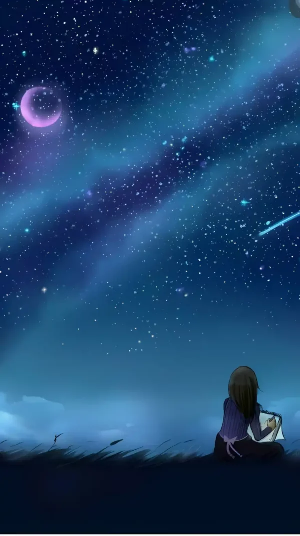 دانلود عکس دختر انیمه در شب A picture of an anime girl at night با کیفیت 4k و و رزولویشن بالا - کارماتوس