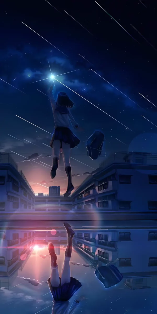دانلود عکس دختر انیمه در شب A picture of an anime girl at night با کیفیت 4k و و رزولویشن بالا - کارماتوس