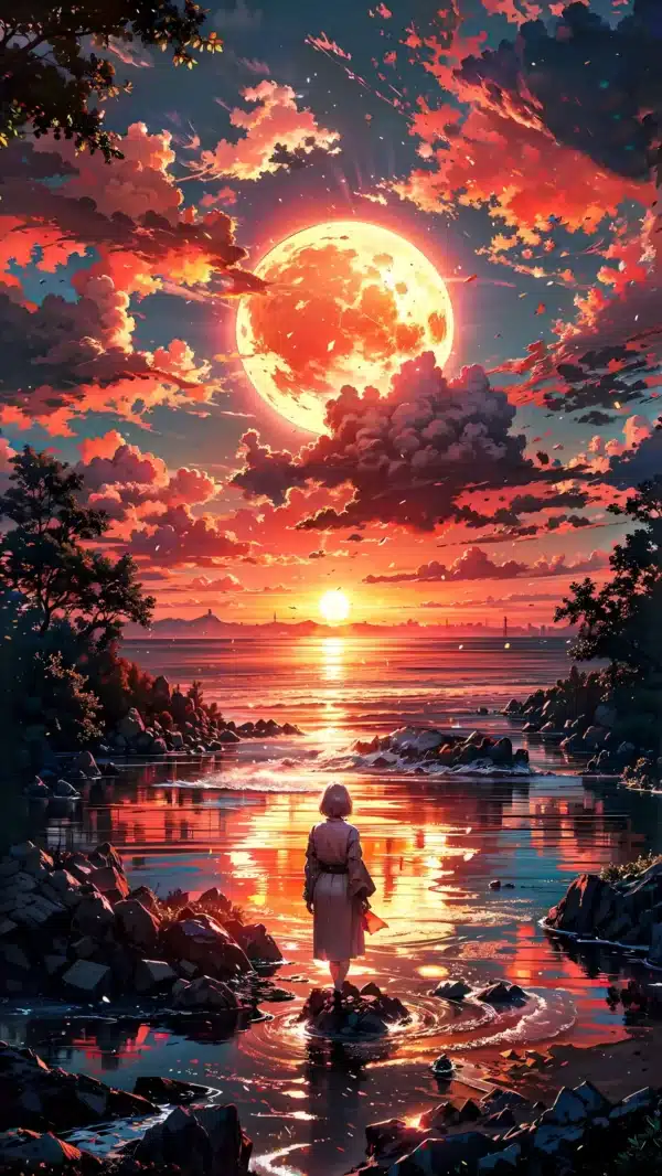 دانلود عکس دختر انیمه در شب A picture of an anime girl at night با کیفیت 4k و و رزولویشن بالا - کارماتوس