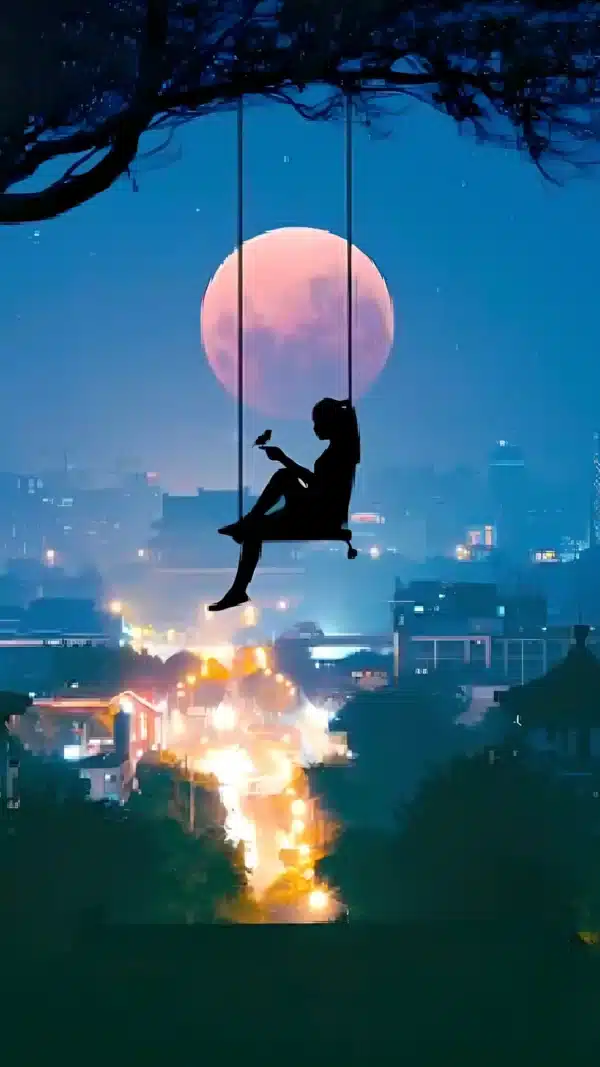 دانلود عکس دختر انیمه در شب A picture of an anime girl at night با کیفیت 4k و و رزولویشن بالا - کارماتوس