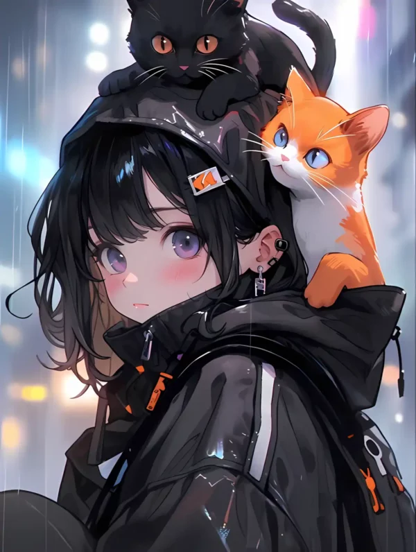 دانلود عکس دختر انیمه در شب A picture of an anime girl at night با کیفیت 4k و و رزولویشن بالا - کارماتوس