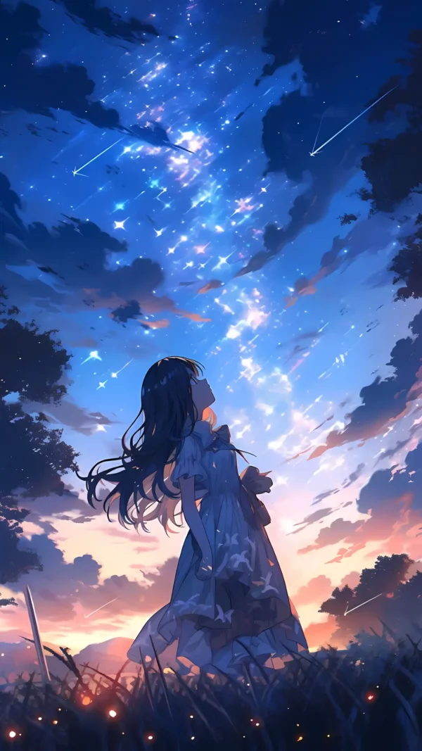 دانلود عکس دختر انیمه در شب A picture of an anime girl at night با کیفیت 4k و و رزولویشن بالا - کارماتوس