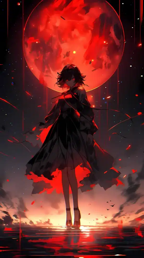 دانلود عکس دختر انیمه در شب A picture of an anime girl at night با کیفیت 4k و و رزولویشن بالا - کارماتوس