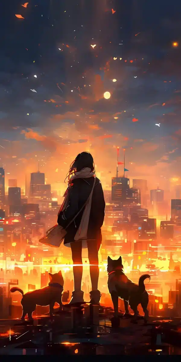 دانلود عکس دختر انیمه در شب A picture of an anime girl at night با کیفیت 4k و و رزولویشن بالا - کارماتوس