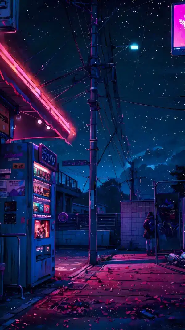 دانلود عکس دختر انیمه در شب A picture of an anime girl at night با کیفیت 4k و و رزولویشن بالا - کارماتوس