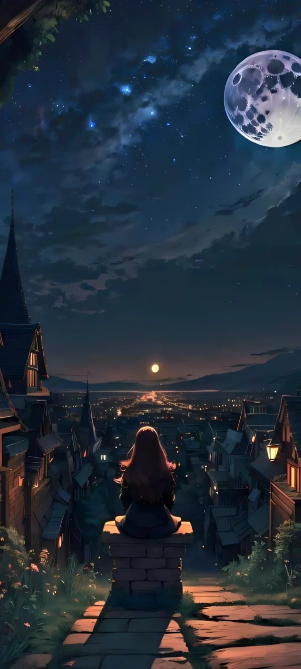 دانلود عکس دختر انیمه در شب A picture of an anime girl at night با کیفیت 4k و و رزولویشن بالا - کارماتوس