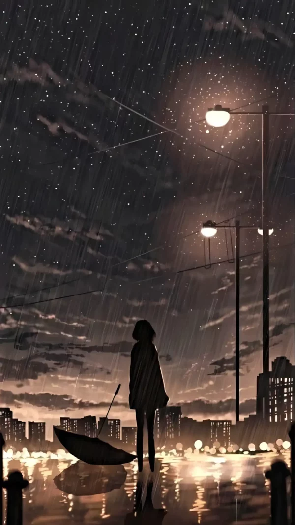 دانلود عکس دختر انیمه در شب A picture of an anime girl at night با کیفیت 4k و و رزولویشن بالا - کارماتوس