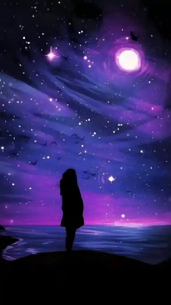 دانلود عکس دختر انیمه در شب A picture of an anime girl at night با کیفیت 4k و و رزولویشن بالا - کارماتوس