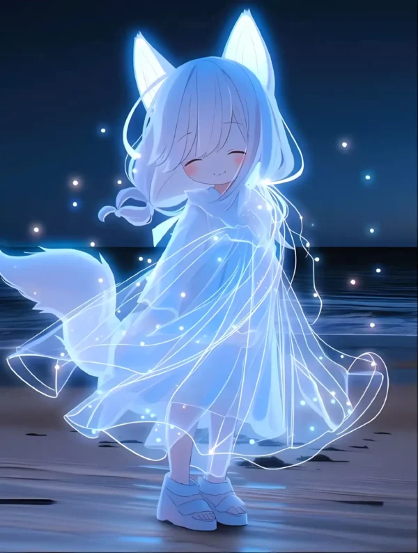 دانلود عکس دختر انیمه در شب A picture of an anime girl at night با کیفیت 4k و و رزولویشن بالا - کارماتوس