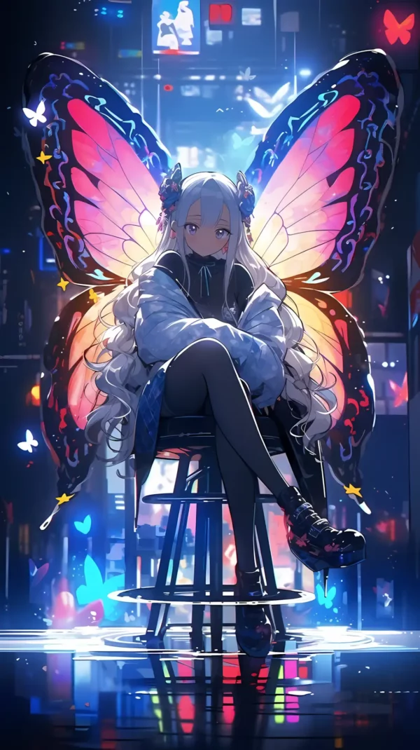 دانلود عکس دختر انیمه در شب A picture of an anime girl at night با کیفیت 4k و و رزولویشن بالا - کارماتوس