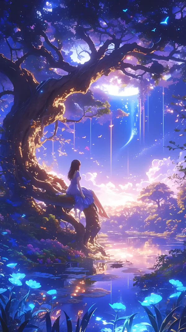 دانلود عکس دختر انیمه در شب A picture of an anime girl at night با کیفیت 4k و و رزولویشن بالا - کارماتوس