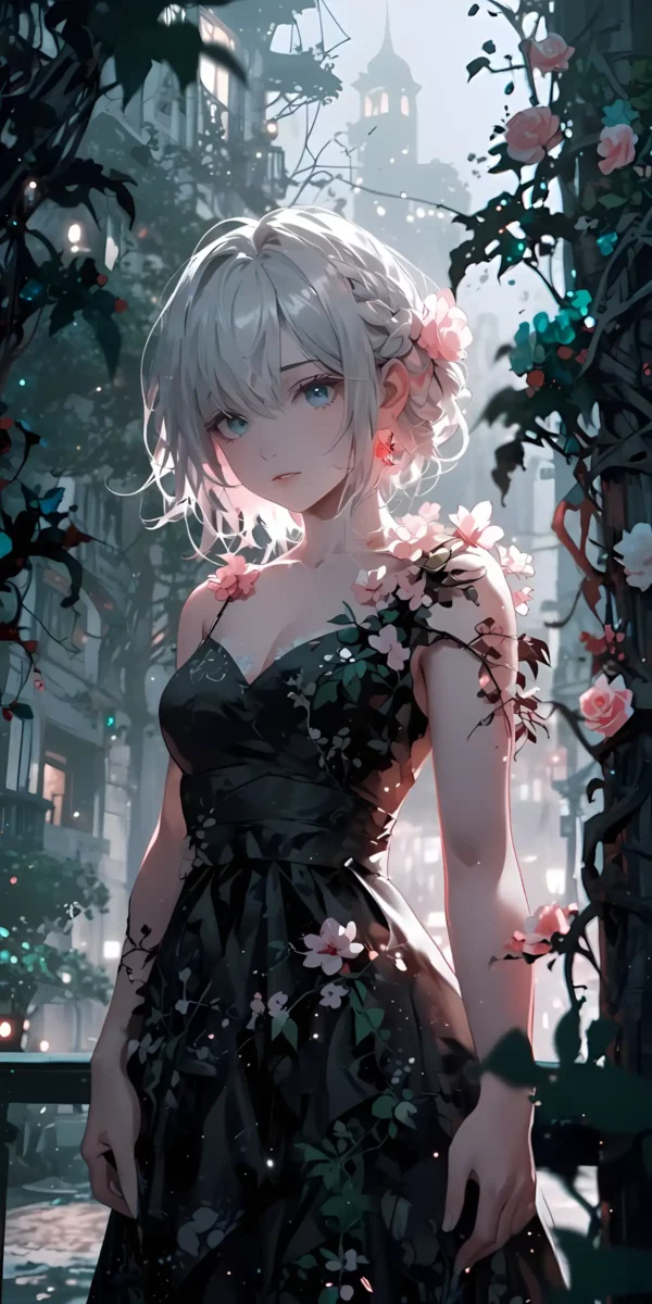 دانلود عکس دختر انیمه در شب A picture of an anime girl at night با کیفیت 4k و و رزولویشن بالا - کارماتوس