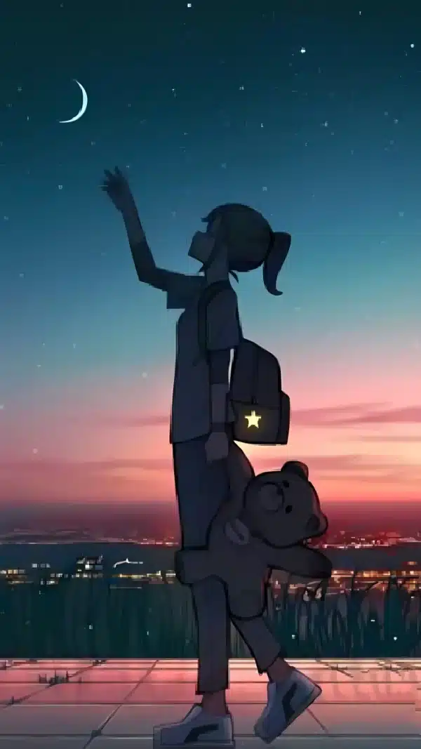 دانلود عکس دختر انیمه در شب A picture of an anime girl at night با کیفیت 4k و و رزولویشن بالا - کارماتوس