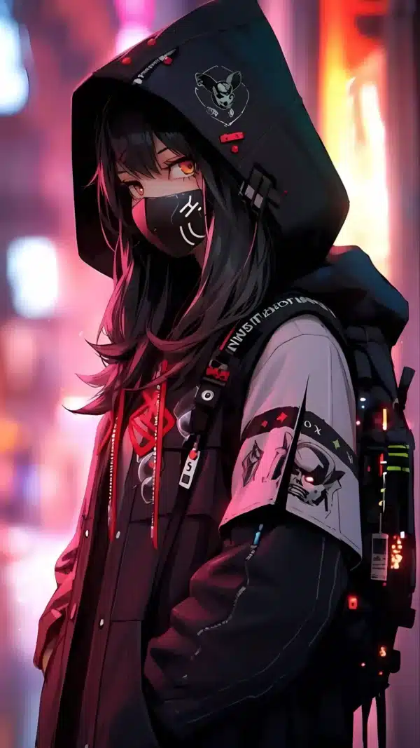 دانلود عکس دختر انیمه در شب A picture of an anime girl at night با کیفیت 4k و و رزولویشن بالا - کارماتوس