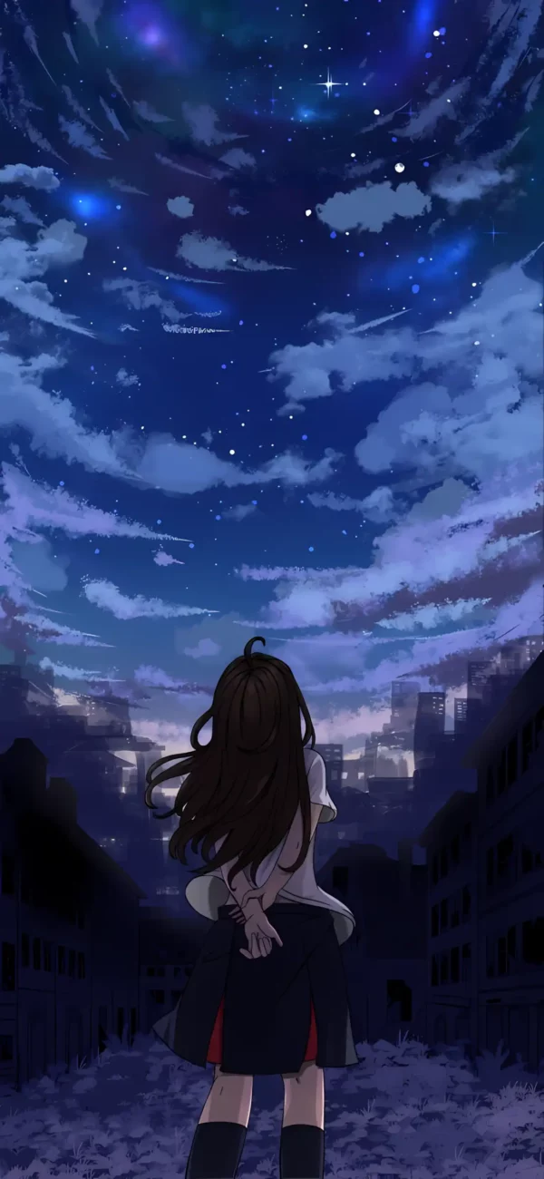 دانلود عکس دختر انیمه در شب A picture of an anime girl at night با کیفیت 4k و و رزولویشن بالا - کارماتوس