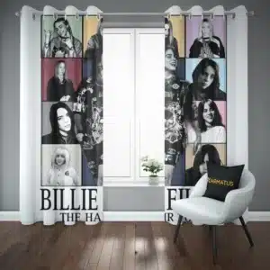 خرید پرده پانچ طرح بیلی آیلیش Billie Eilish - کارماتوس (پرده پانچی, پرده پانچی خواننده, دکوراسیون) از کرماتوس