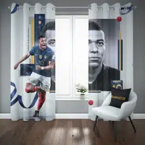 خرید پرده پانچ طرح کیلیان امباپه Kylian Mbappe - کارماتوس (پرده پانچ بازیکن فوتبال, پرده پانچی, دکوراسیون) از کرماتوس