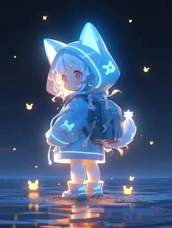 دانلود عکس دختر انیمه در شب A picture of an anime girl at night با کیفیت 4k و رزولویشن بالا - کارماتوس