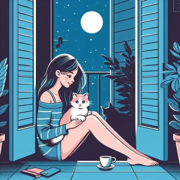 دانلود عکس دختر انیمه در شب A picture of an anime girl at night با کیفیت 4k و رزولویشن بالا - کارماتوس