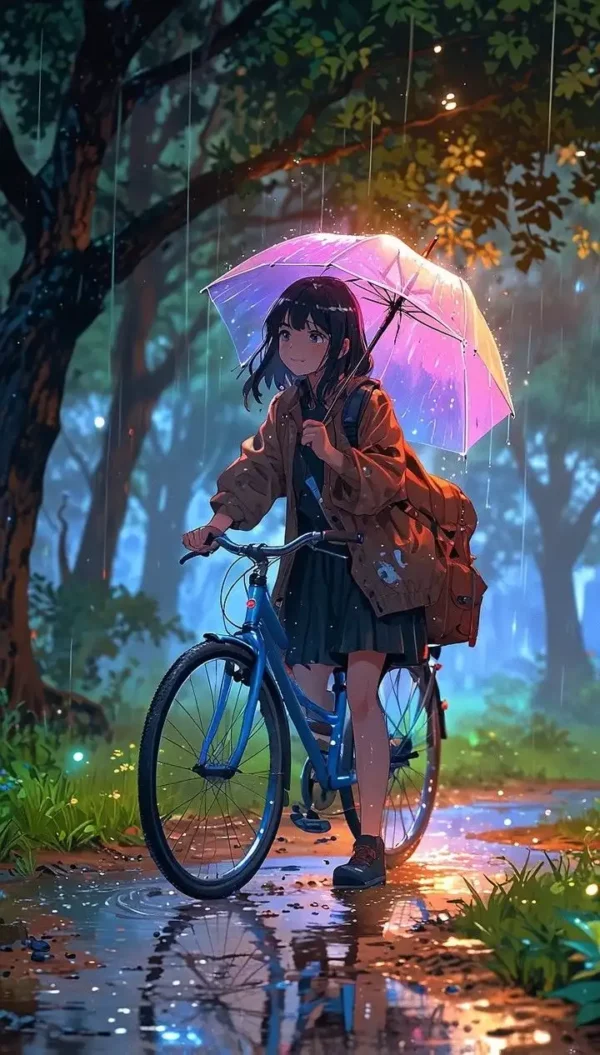 دانلود عکس دختر انیمه در شب A picture of an anime girl at night با کیفیت 4k و رزولویشن بالا - کارماتوس