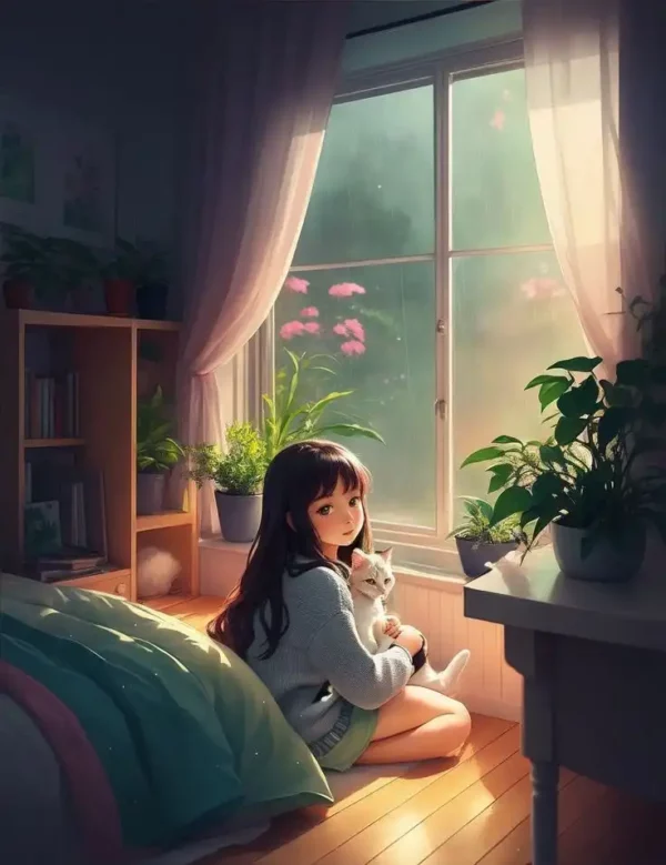 دانلود عکس دختر انیمه در شب A picture of an anime girl at night با کیفیت 4k و رزولویشن بالا - کارماتوس