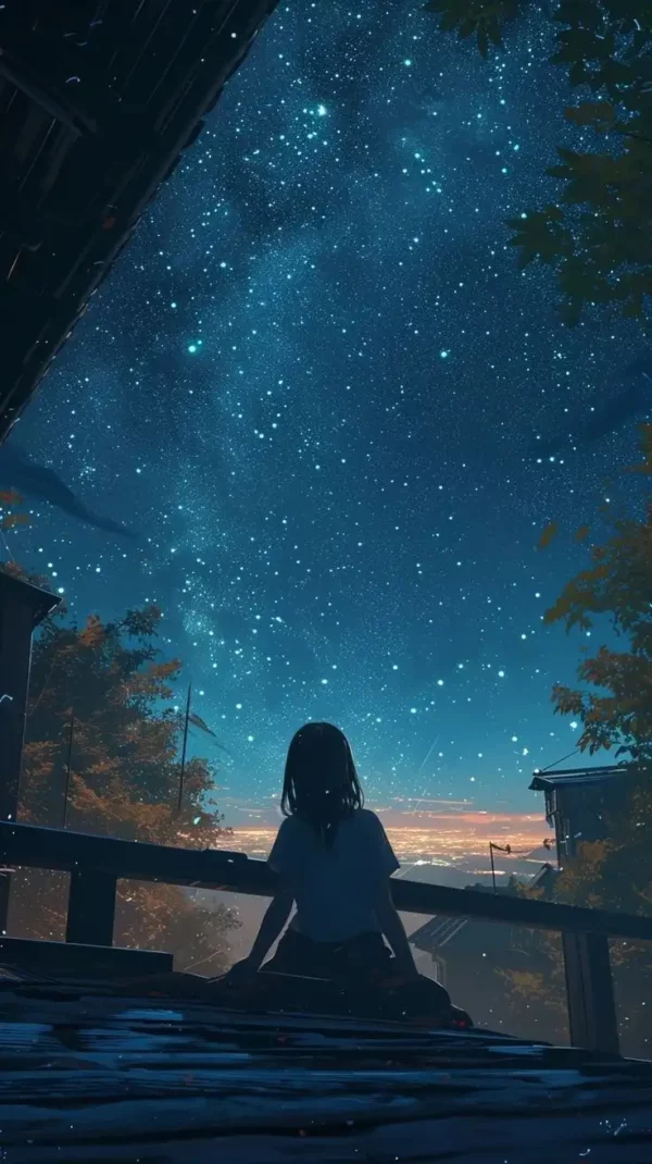 دانلود عکس دختر انیمه در شب A picture of an anime girl at night با کیفیت 4k و رزولویشن بالا - کارماتوس