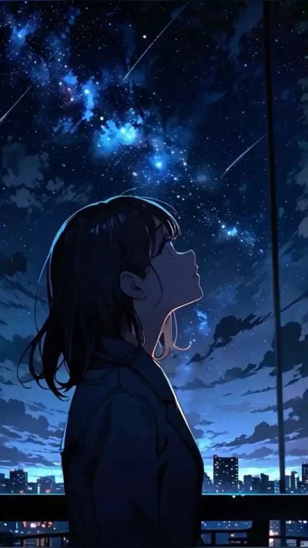 دانلود عکس دختر انیمه در شب A picture of an anime girl at night با کیفیت 4k و رزولویشن بالا - کارماتوس