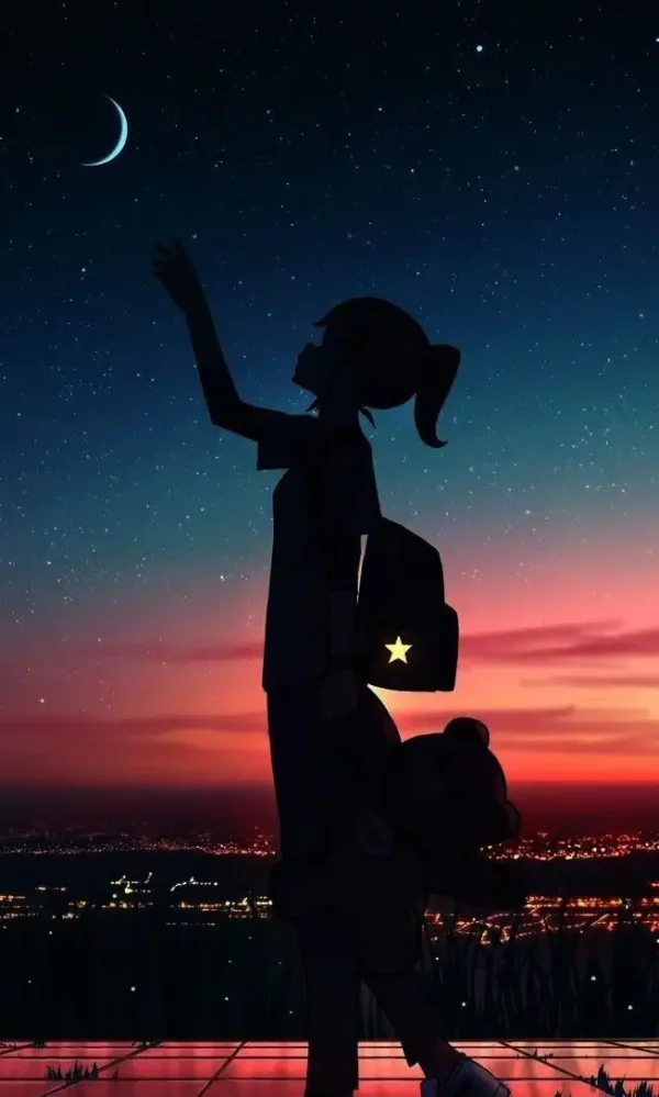 دانلود عکس دختر انیمه در شب A picture of an anime girl at night با کیفیت 4k و رزولویشن بالا - کارماتوس