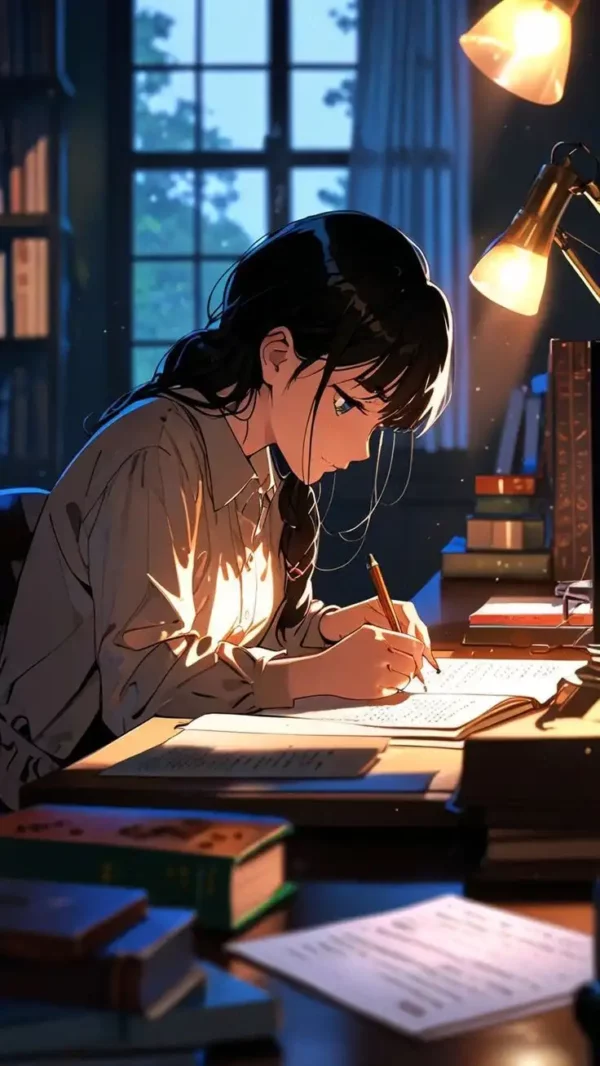 دانلود عکس دختر انیمه در شب A picture of an anime girl at night با کیفیت 4k و رزولویشن بالا - کارماتوس