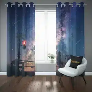 پرده پانچ طرح اسمان شب و ستاره Sky Night & Stars