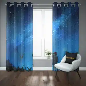 پرده پانچ طرح اسمان شب و ستاره Sky Night & Stars