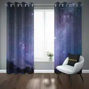 پرده پانچ طرح اسمان شب و ستاره Sky Night & Stars