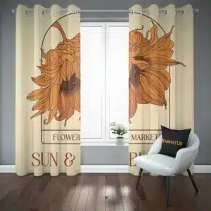 پرده پانچ طرح گل افتابگردان Sunflower