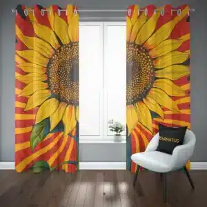 پرده پانچ طرح گل افتابگردان Sunflower