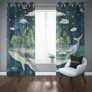 پرده پانچ طرح وال و دلفین Whale And Dolphin