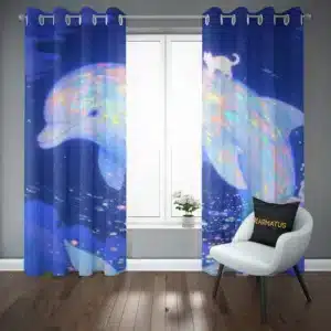 پرده پانچ طرح وال و دلفین Whale And Dolphin