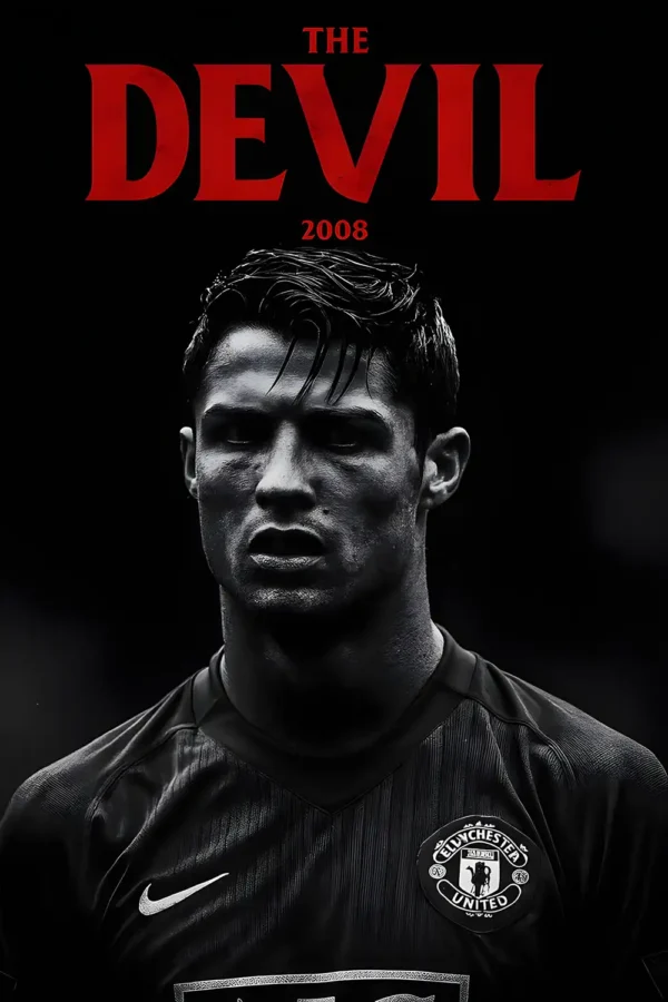 والپیپر رونالدو جوان در لباس قرمز منچستر یونایتد در دوران اوج