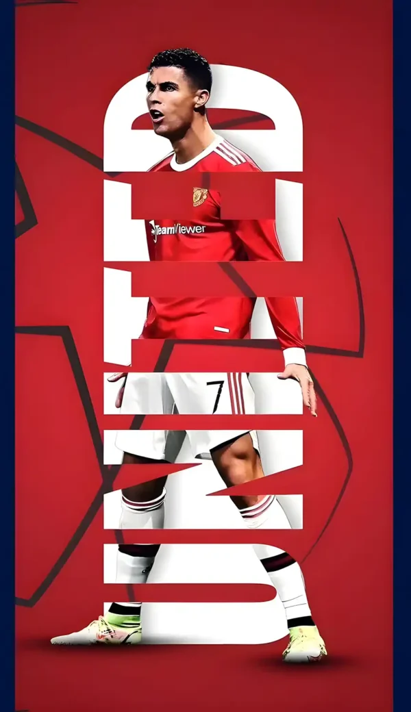 والپیپر رونالدو جوان در لباس قرمز منچستر یونایتد در دوران اوج