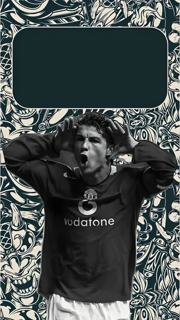 والپیپر رونالدو جوان در لباس قرمز منچستر یونایتد در دوران اوج