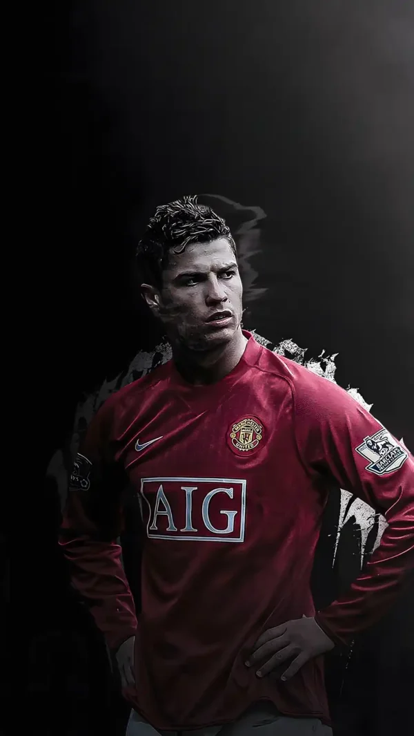 والپیپر رونالدو جوان در لباس قرمز منچستر یونایتد در دوران اوج