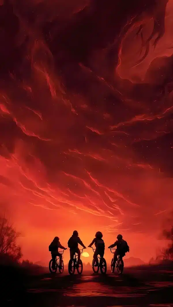 : دنیای Upside Down با فضای قرمز و ترسناک - والپیپر 4K