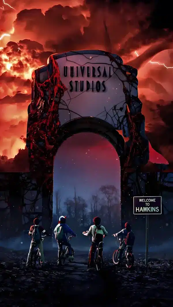 : دنیای Upside Down با فضای قرمز و ترسناک - والپیپر 4K