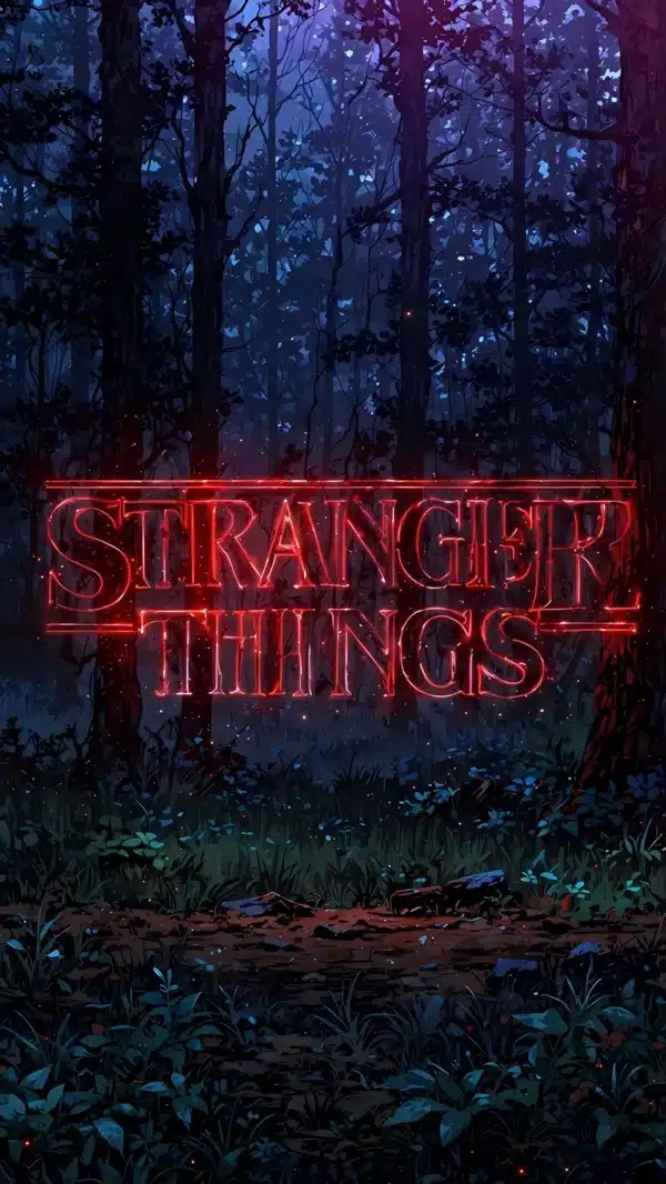 لوگوی مینیمال Stranger Things 5 با رنگ قرمز - والپیپر موبایل
