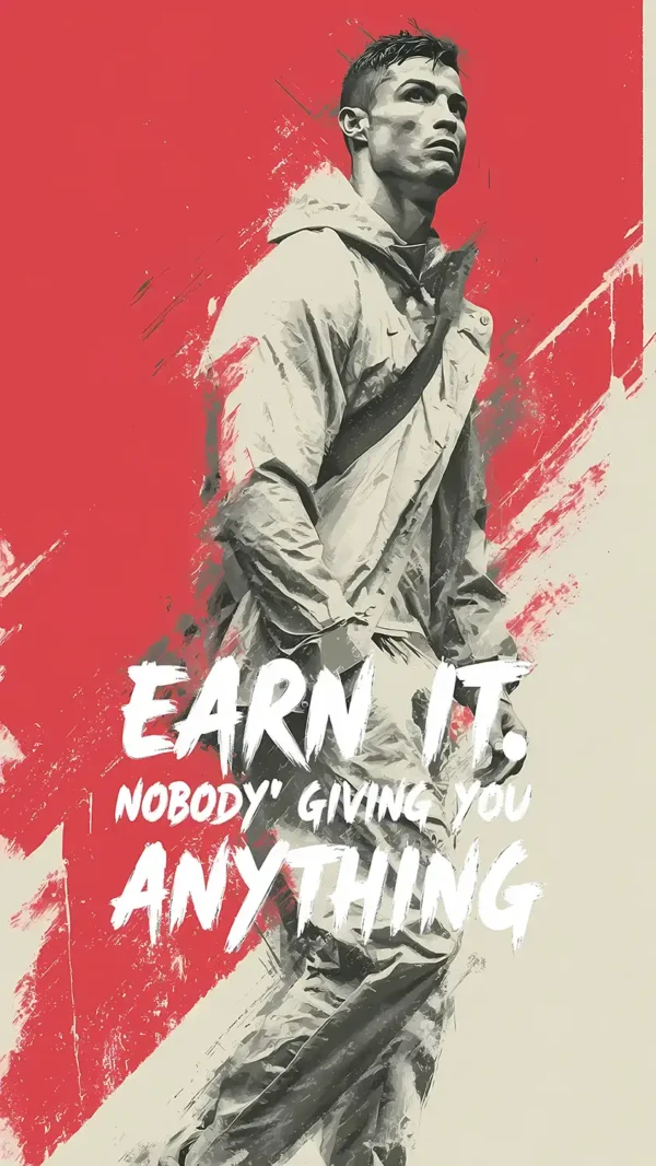 تصویر پروفایل کریستیانو رونالدو با پس‌زمینه طراحی گرافیکی مدرن و ترکیب رنگ‌های تیره و طلایی