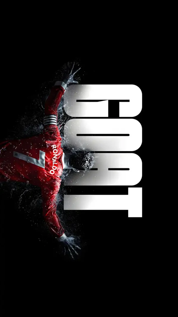 تصویر پروفایل کریستیانو رونالدو با پس‌زمینه طراحی گرافیکی مدرن و ترکیب رنگ‌های تیره و طلایی