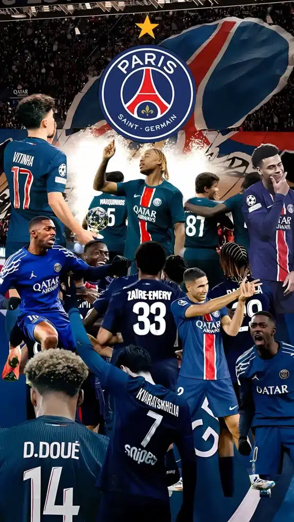 والپیپر پاریس سن ژرمن با ترکیب تیم کامل