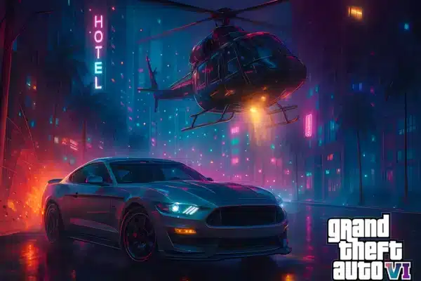 صحنه اکشن با خودروی اسپرت در GTA 6 - والپیپر HD