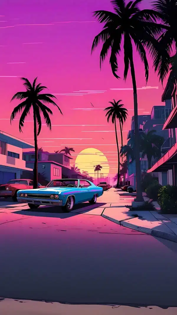 صحنه اکشن با خودروی اسپرت در GTA 6 - والپیپر HD