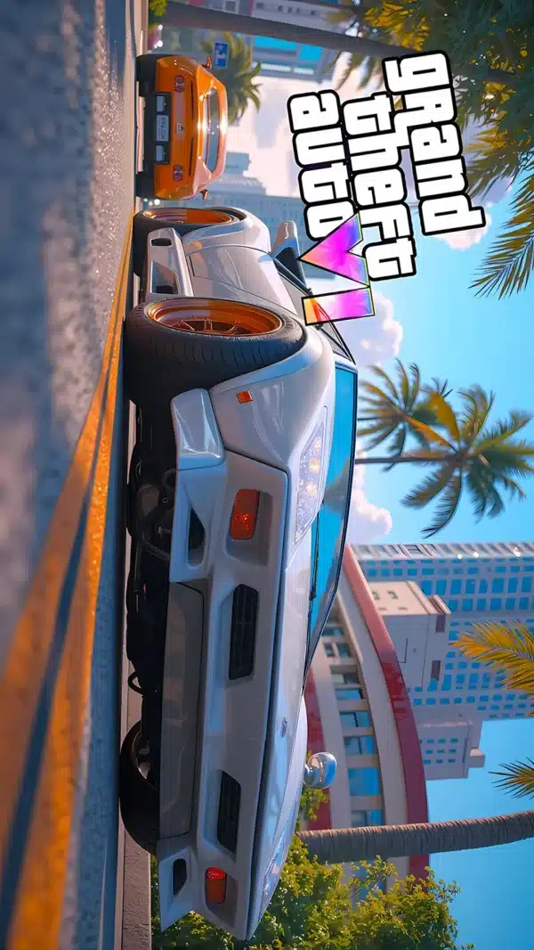 صحنه اکشن با خودروی اسپرت در GTA 6 - والپیپر HD